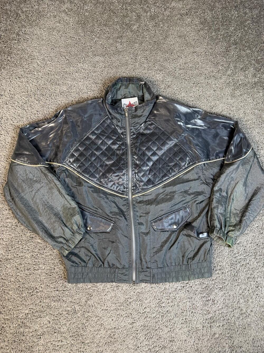 Active Frontier Jacket Womens S Gray Bomber Nylon Lined Padded Pockets